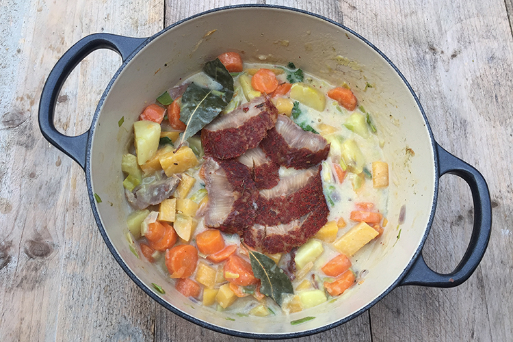 Gerookte meerval Schotse cullen skink soep