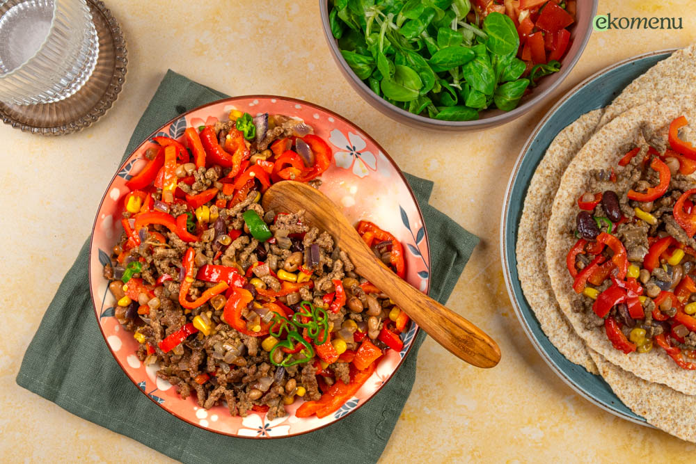 Makkelijke burrito met gehakt, bonenmix