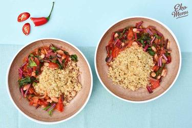 Pittige tomaat-snijbietstoof met boterbonen