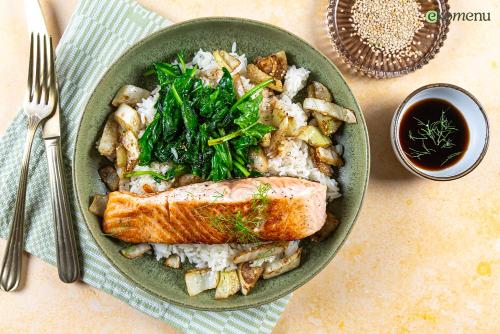 Snelle bowl met zalmfilet
