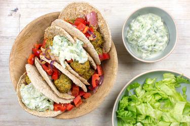 Pitabroodjes met falafel