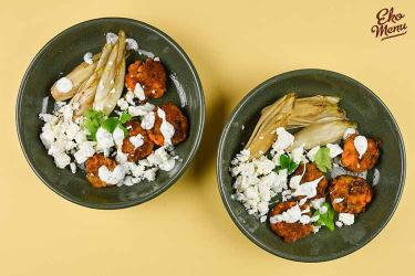 Zoete aardappelkoekjes met witlof