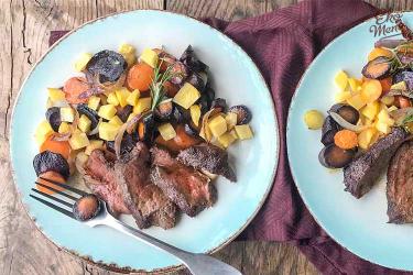 Keto Bavette met koolrabi en gekleurde wortel