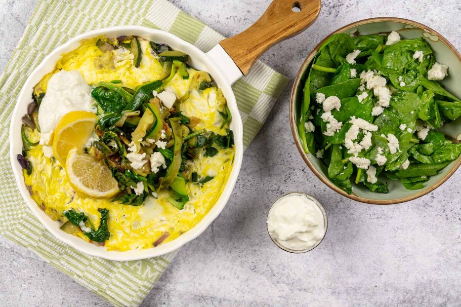 Keto boerenomelet met feta-dip
