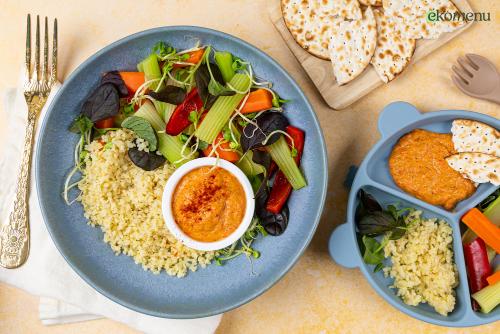Smeuïge paprika-hummus met matzes