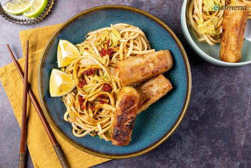 Vliegensvlugge wok met mini loempia's
