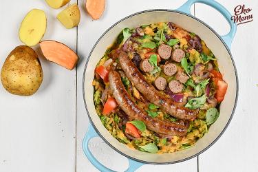 Zoete aardappel stamppot met spinazie