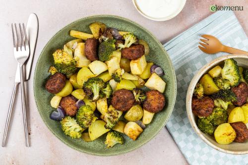 Falafel burgertjes met een vegan knoflooksausje
