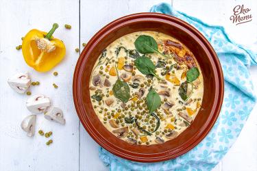 Frittata met paprika, champignons en spinazie