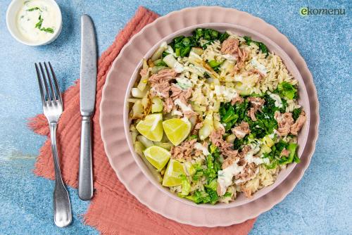 Orzo met tonijn, venkel en spinazie