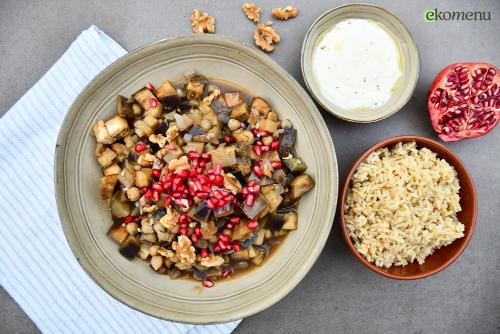 Iraans geïnspireerde aubergine bowl