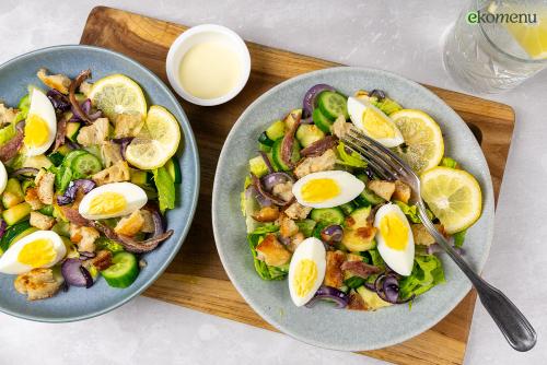 Caesar salade met ansjovis en croutons