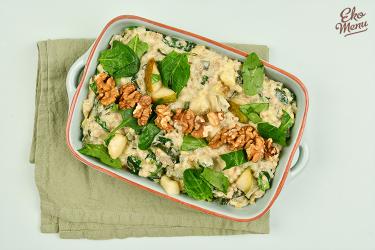 Romige parelgerst-risotto met vegan roomkaas