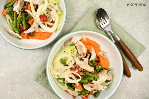 Linzensalade met venkel, sperziebonen