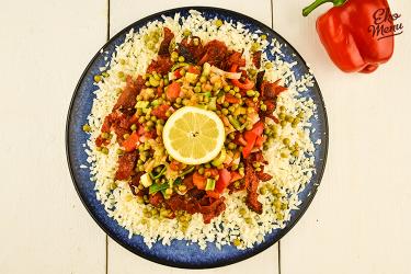 Bloemkoolpaella met krokante salami