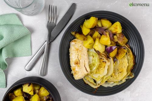 Heekfilet met honing-koolsteaks