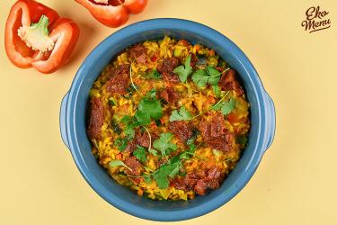 Zomerse 'paella' met doperwtjes