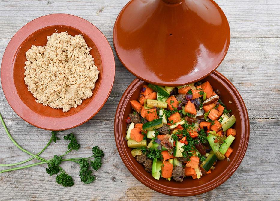 Tajine met courgette en kalfsgehaktballetjes