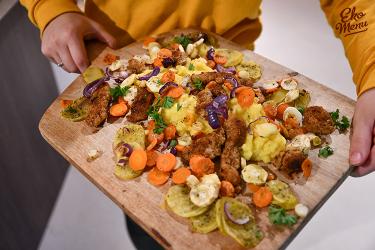 Polenta met krokante kip