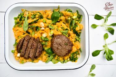 Veldsla zoete aardappel stamppot