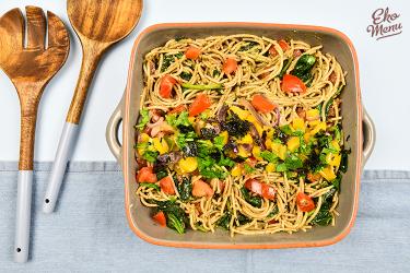 Spaghetti met zeewier tapenade