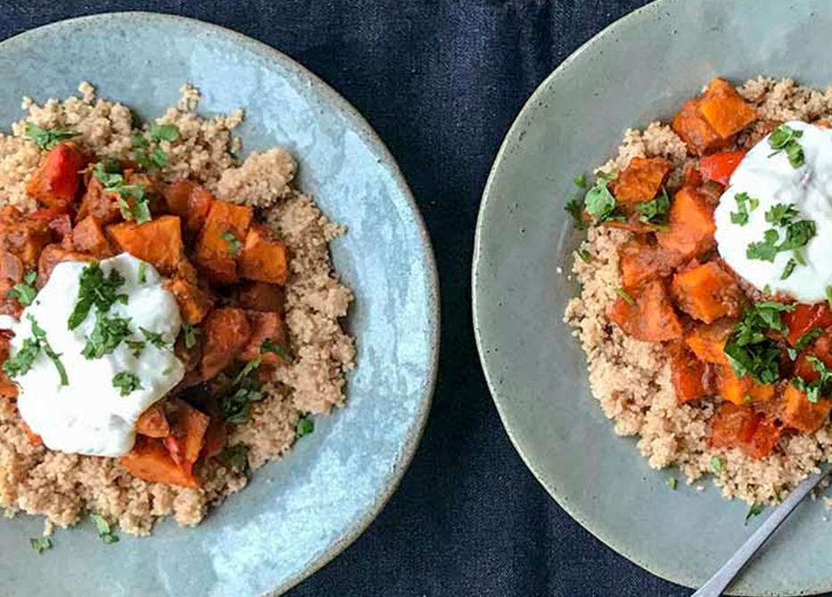 Zoete aardappelcurry met couscous