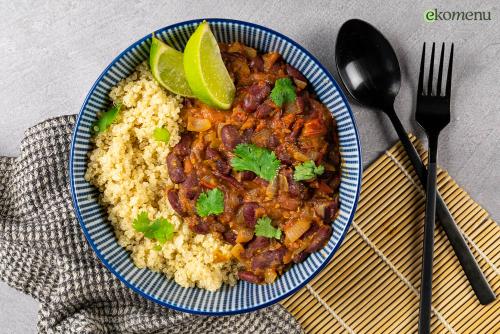 Chili sin carne met kidneybonen in chilisaus