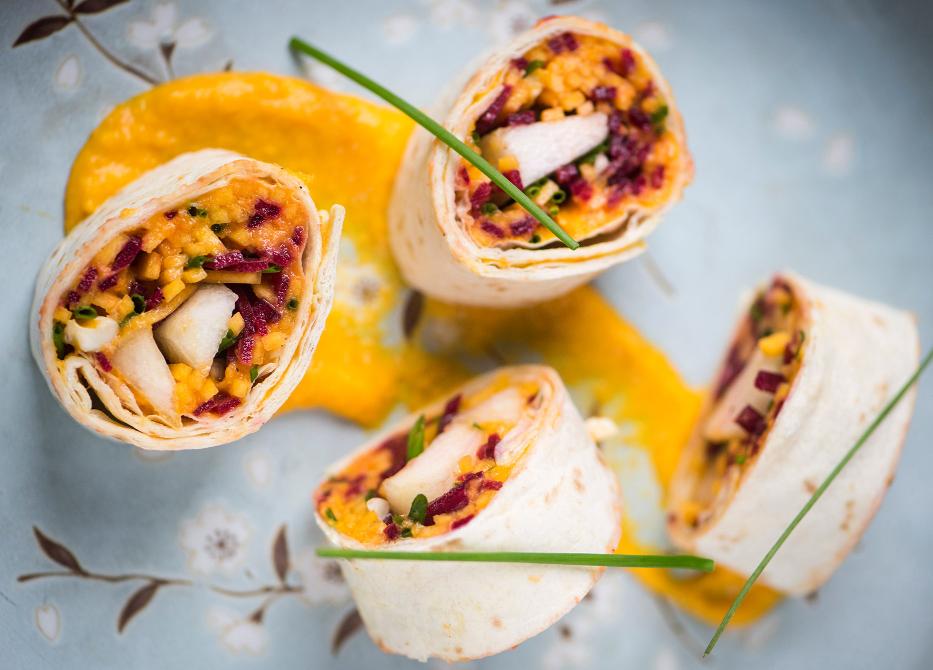 Wraps met pompoenpuree