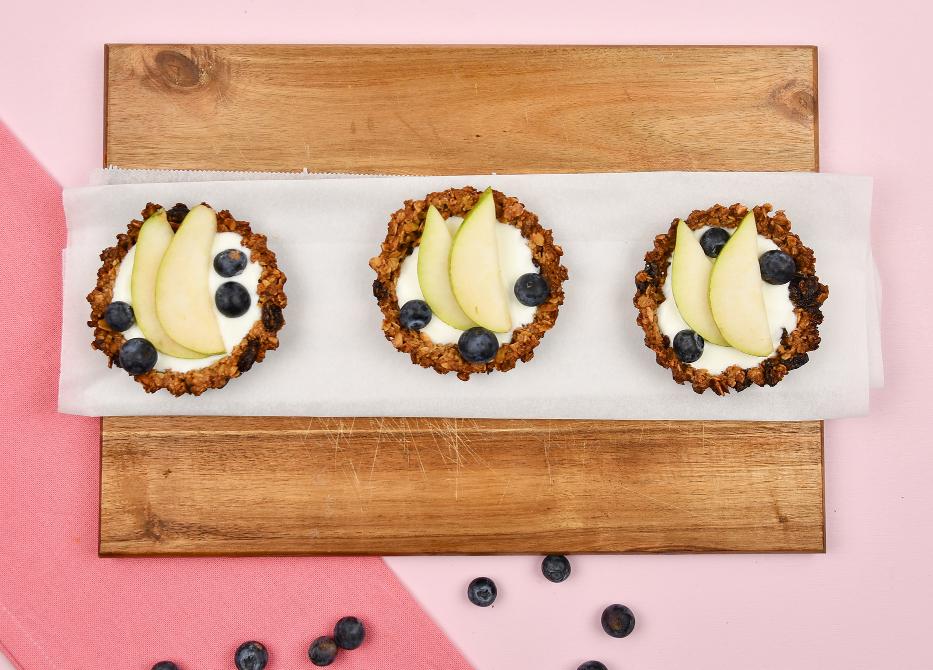 Ontbijttaartjes van krokante muesli