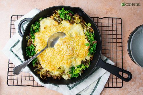 Keto Groene kool met gehakt en een bloemkool gratin