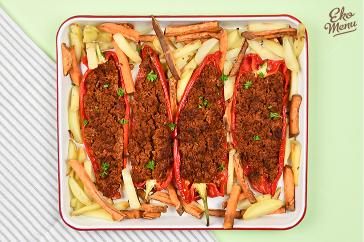 Keto Gevulde puntpaprika met groentefriet