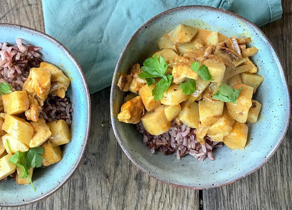 Rijstschotel met kliswortel, aardpeer