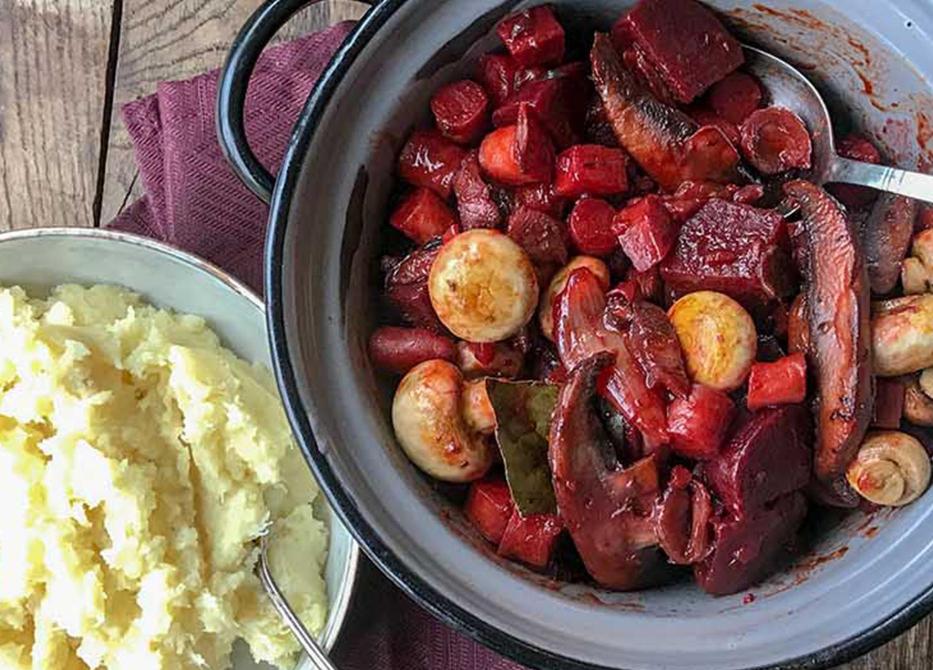 Bietenstoofpotje met portabella