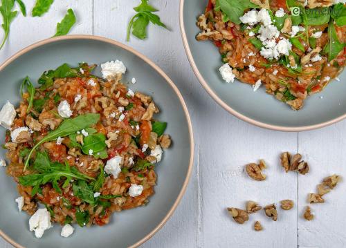 Parelgort-tomatenrisotto met feta