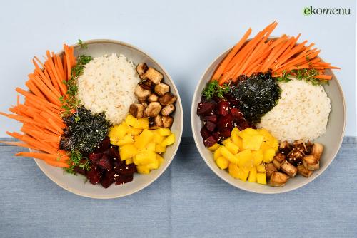 Sushibowl met mango en zeewier chips
