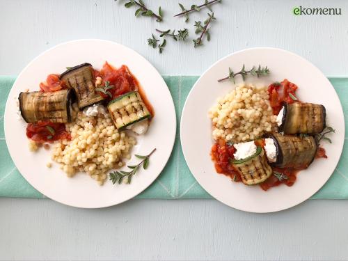 Courgette en aubergine rolletjes met ricotta