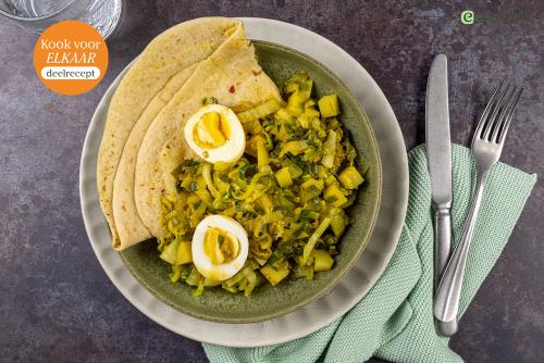 Winterse roti masala met ei