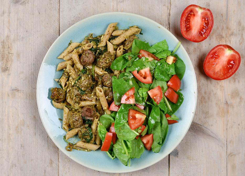 Glutenvrije penne met spinaziesaus