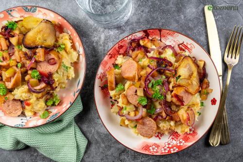 Hete bliksem met rookworst