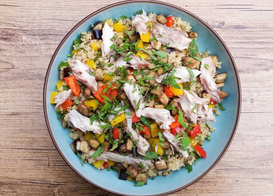 Quinoa met gerookte makreelfilet
