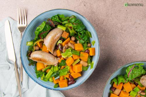 Worstjes met bonensalade