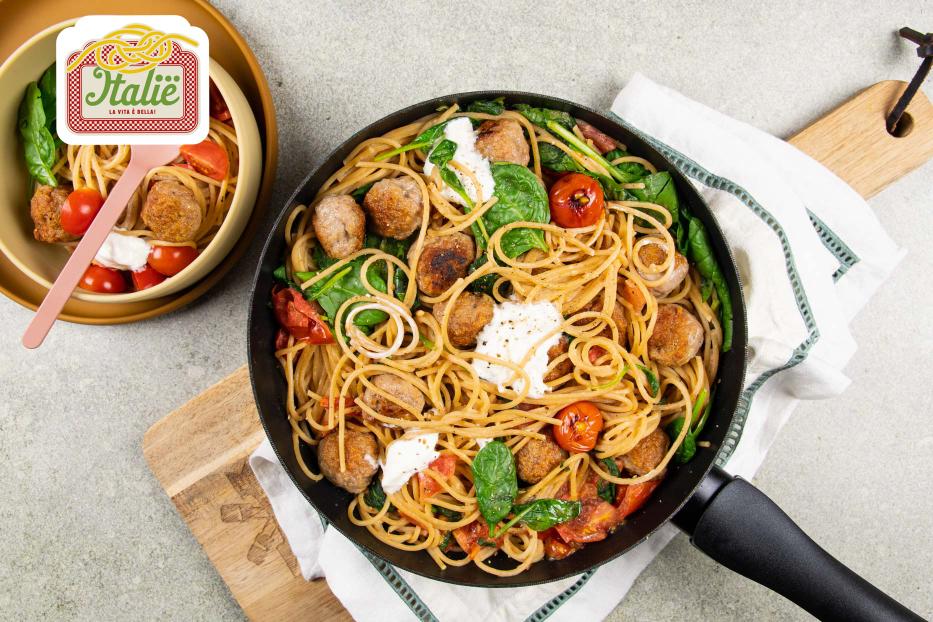 Spaghetti met zelfgemaakte gehaktballetjes