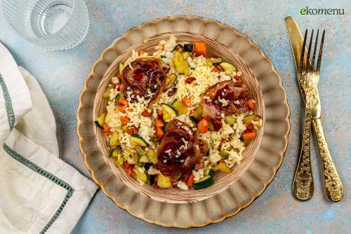 Risotto met krokante pancetta en oude kaas