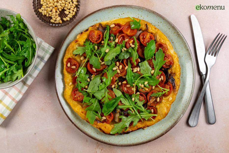 Tarte tatin van cherrytomaatjes en sjalot