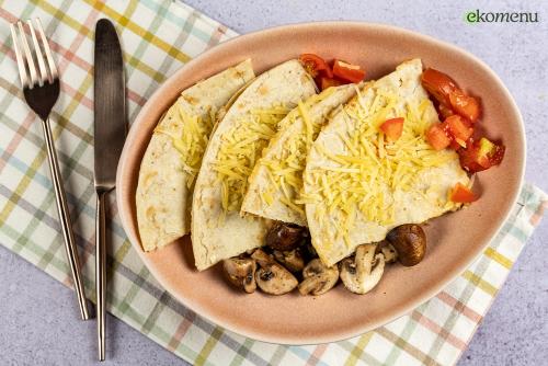 Quick quesadilla met champignons