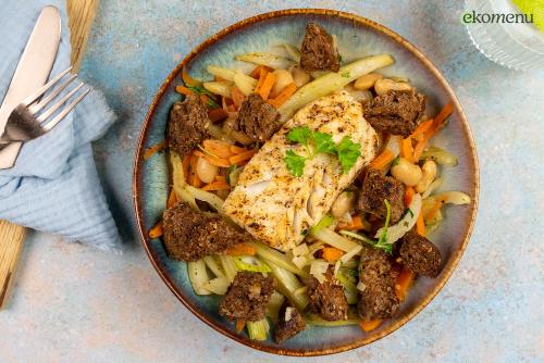 Koolvisfilet met venkel en boterbonen 