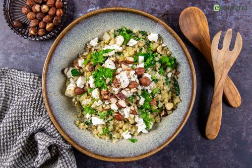 Aardpeer-spinazie risotto met feta