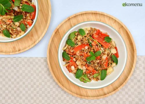 Lauwwarme salade van linzen en fonio