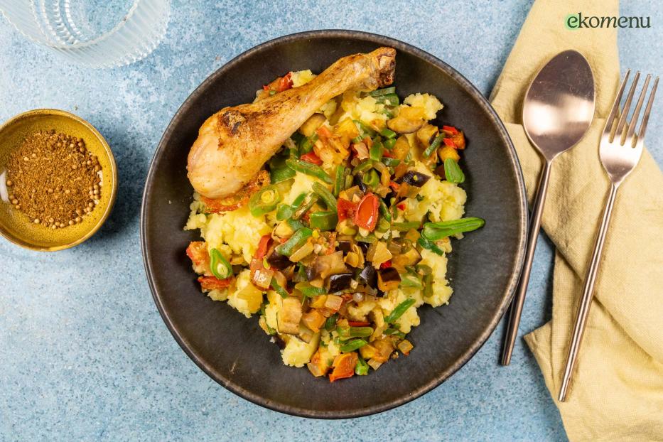 Surinaamse stamppot met kipdrumsticks