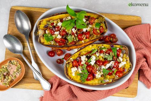 Spaghetti pompoen met baked feta